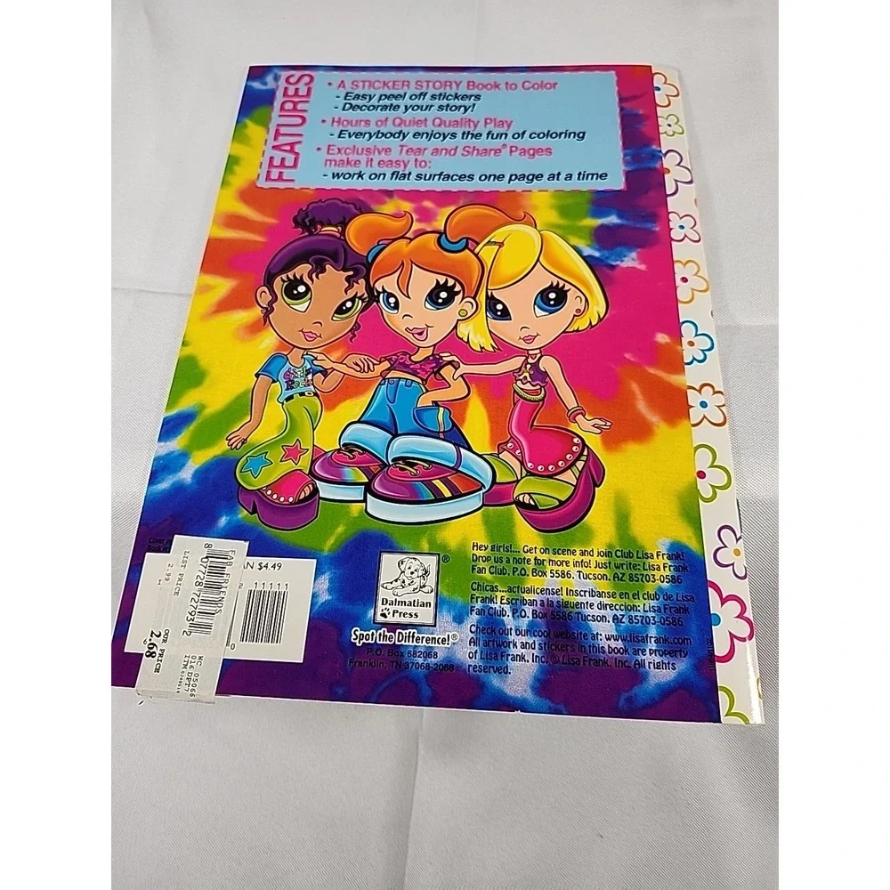 Vintage Rare Lisa Frank Fab Friends Sticker Coloring Book